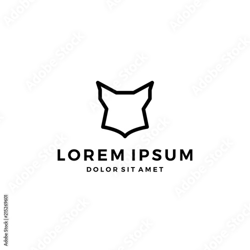 Untitled-1geometric lynx head black logo vector icon line outline monoline