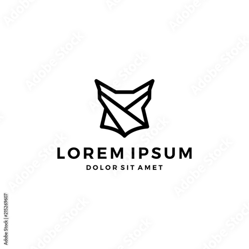 geometric lynx head black logo vector icon line outline monoline