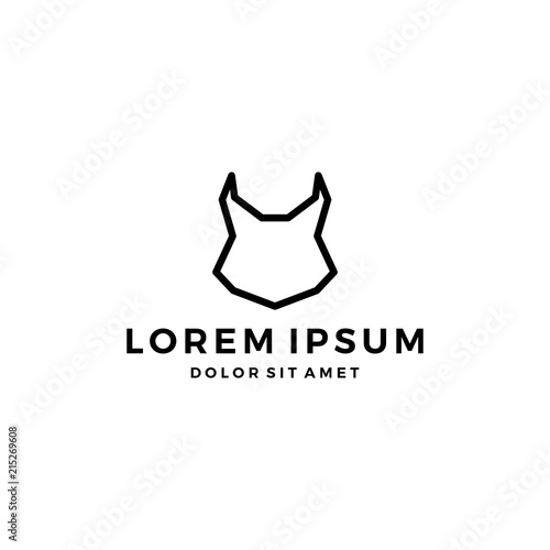 geometric lynx head black logo vector icon line outline monoline