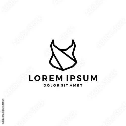 geometric lynx head black logo vector icon line outline monoline