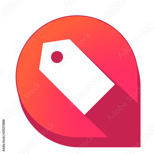 ikona z długim cieniem na tle strzałki pinezki 