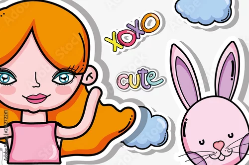 Obraz Urocza kartka Xoxo z kreskówkami