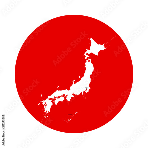Outline of map of Japan in red circle - flag of Japan