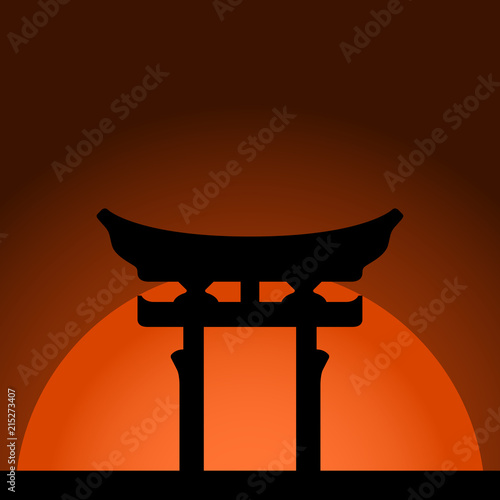 Miyajima Torii gate with sunset background