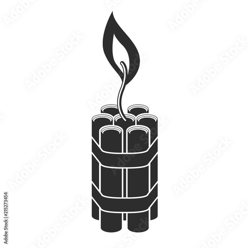 Explosion cartridge of dynamite with burning fuse - bomb