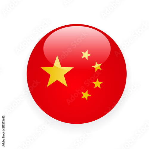 China flag round button icon on white background