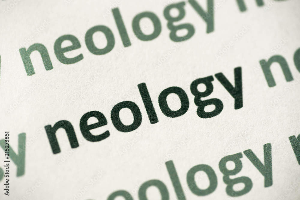 word neology printed on paper macro word neology printed on paper macro