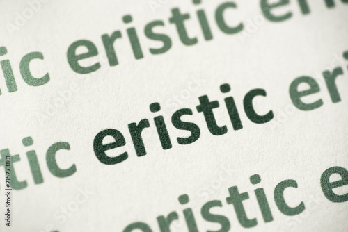 word eristic printed on paper macro