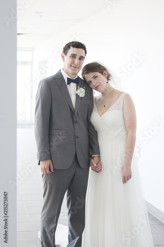 Portrait of a Young Bride and Groom on their Wedding Day