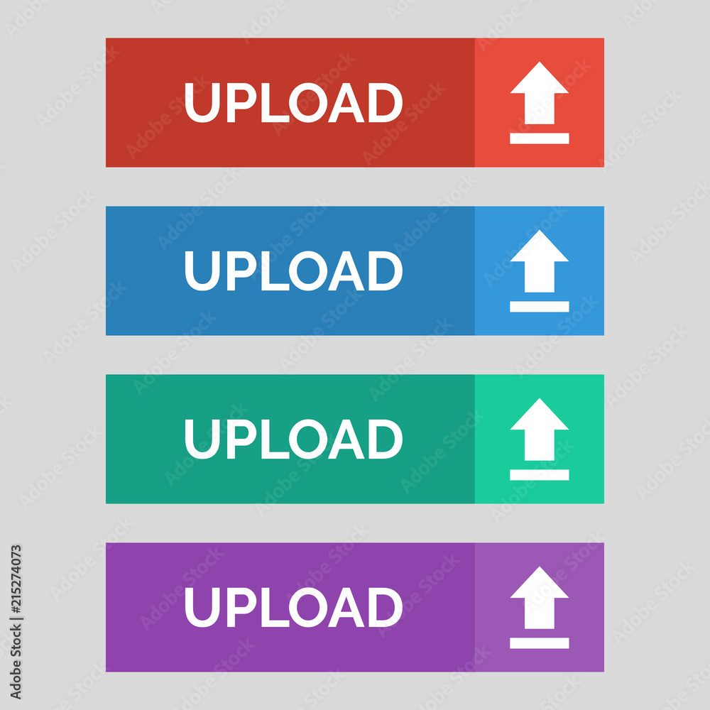 Upload flat buttons on grey background.