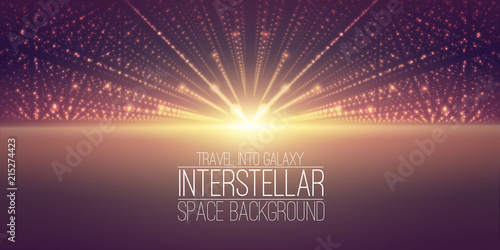 Vector interstellar space background.Cosmic galaxy illustration.Background with nebula, stardust and bright shining stars.Vector Illustration for party ,artwork, brochures, posters.