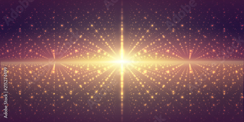 Vector interstellar space background.Cosmic galaxy illustration.Background with nebula, stardust and bright shining stars.Vector Illustration for party ,artwork, brochures, posters.