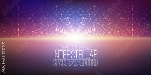 Vector interstellar space background.Cosmic galaxy illustration.Background with nebula, stardust and bright shining stars.Vector Illustration for party ,artwork, brochures, posters.