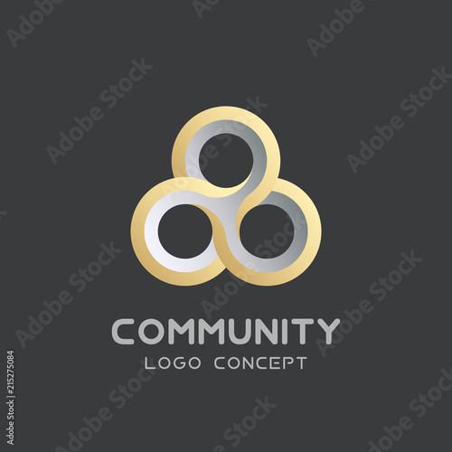 Vector teamwork logo Social network Logo design vector template 3d , team work Logotype . Partnership and Friendship . Community union group triple icon.