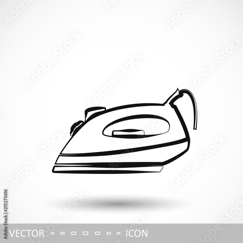 Iron icon. An electric iron icon in the style of a linear design.