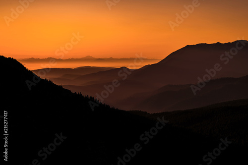 Sunrise on the road to Hurricane Ridge, Olympic National Park, Washington State