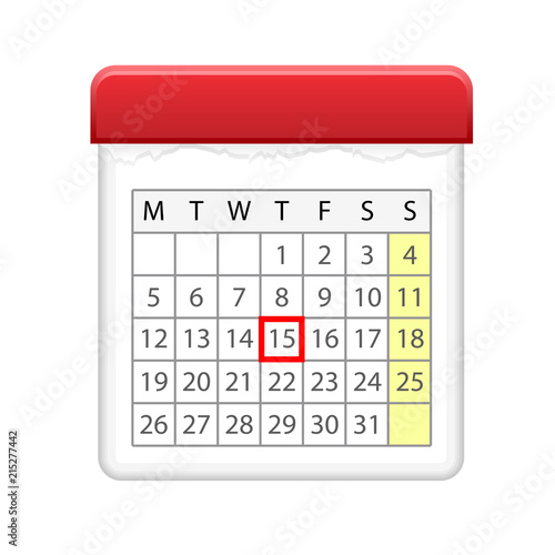 Calendar icon with red marked day