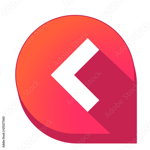 ikona z długim cieniem na tle strzałki pinezki