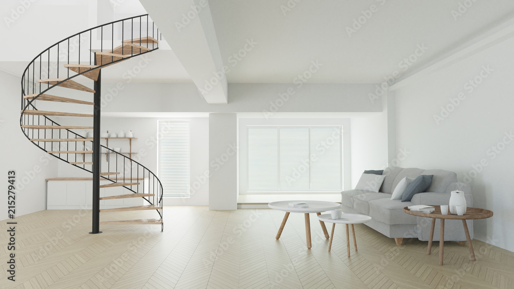 3d render white room curve stair 3d render white room curve stair