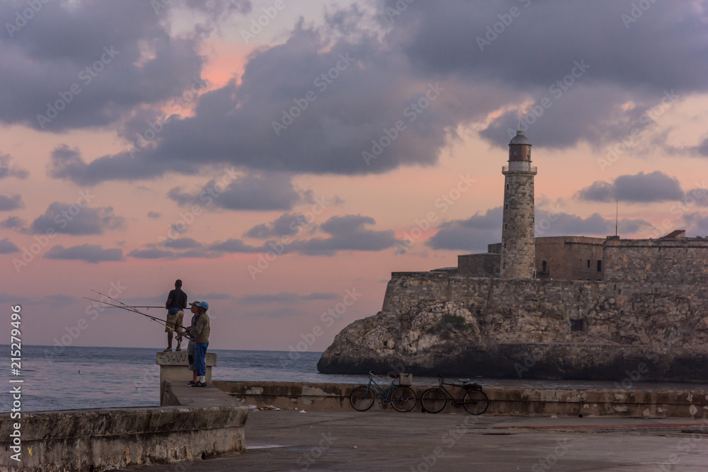 Fishing from the Malecon Havana Cuba