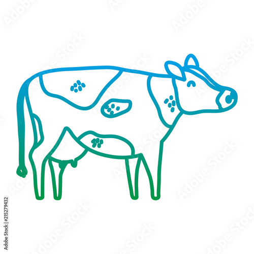 degraded line cute cow farm animal icon