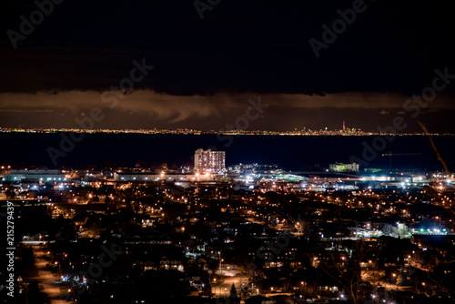 Hamilton and Toronto at night