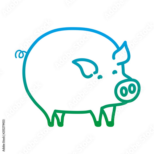 degraded line cute pig farm animal icon