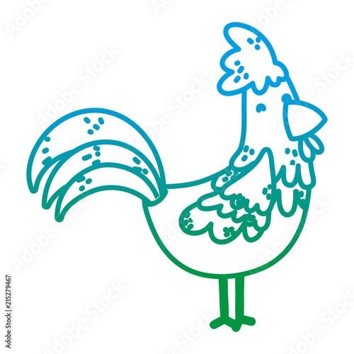 degraded line cute hen farm animal icon