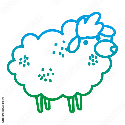 degraded line cute sheep farm animal icon