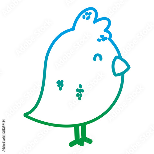 degraded line cute chick farm animal icon