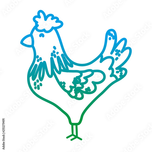degraded line cute rooster farm animal icon