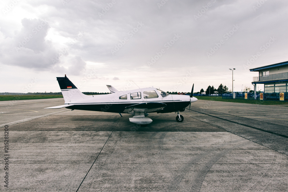Small Private Airplane Standing on Airfield Small Private Airplane Standing on Airfield