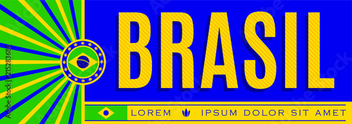 Brasil patriotic banner design, typographic vector illustration, brazilian flag colors