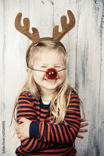 People: little girl in a Rudolph Reindeer christmas costume photo
