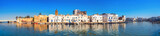 Waterfront panorama with picturesque houses and wall of kasbah at old port in Bizerte. Tunisia