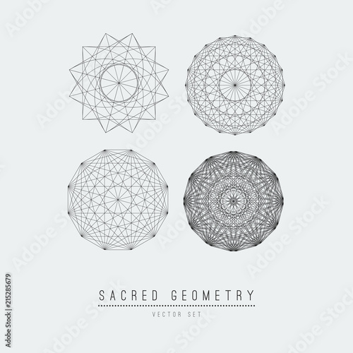 Sacred geometry line vector element flower of life . Vector illustration .