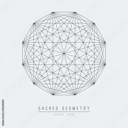 Sacred geometry line vector element flower of life . Vector illustration .