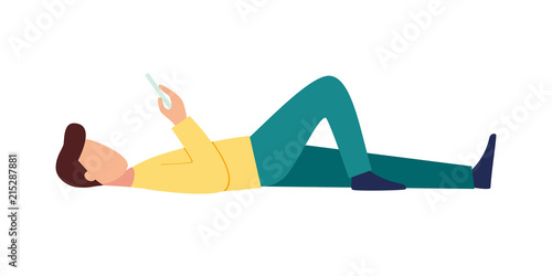 Character Relax Playing Phone