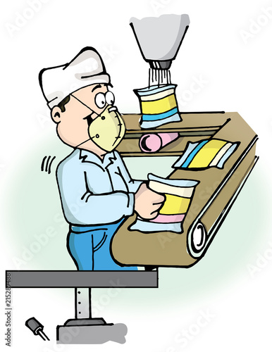 Trabajador fabrica productos