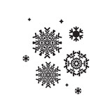 Snowflake Black Flat Icon Set