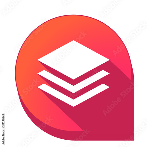 ikona z długim cieniem na tle strzałki pinezki