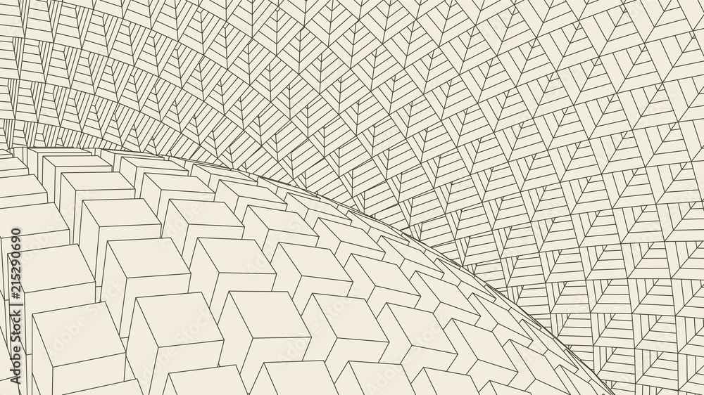 Obraz premium Abstract vector landscape background. Cyberspace grid. 3d technology illustration.