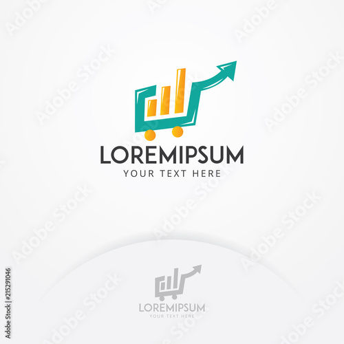 Stock Market logo design, Vector illustration of the bar diagram inside the shopping cart. Business and Stock market logo template