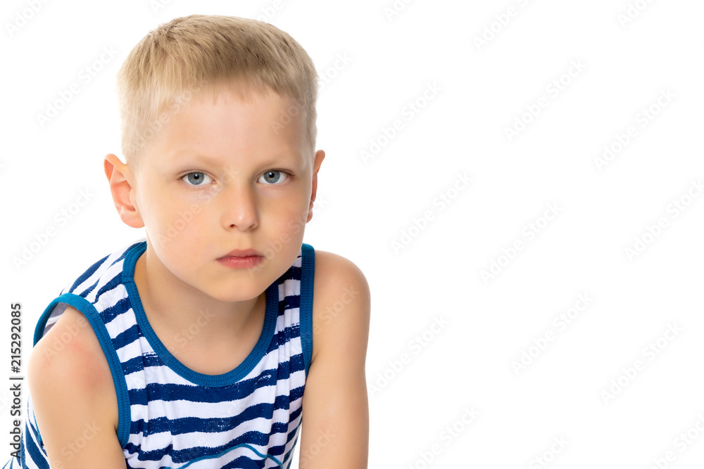 Portrait of little boy close-up, isolated. Portrait of little boy close-up, isolated.