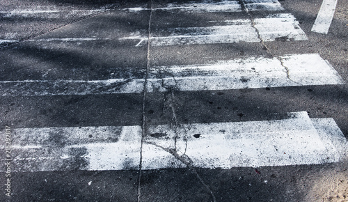 Slika na platnu Old zebra crossing lines on the road