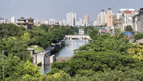 Fényképezés Xian city wall, side wall skylline view - Xian city, Shaanxi province, China