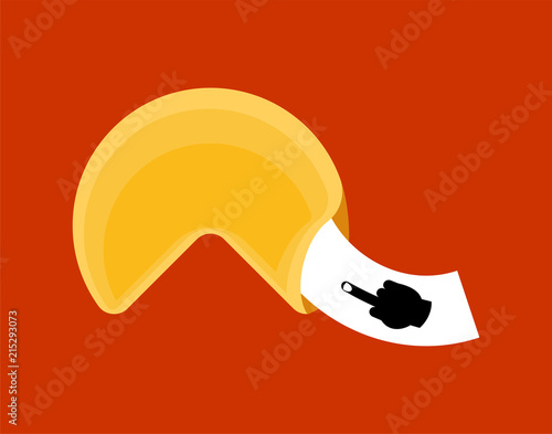 Fortune cookie Hatred isolated. Fuck on paper prediction. Vector illustration