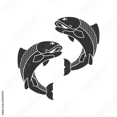 Carp japan fish isolated. folk asian koi vector illustration