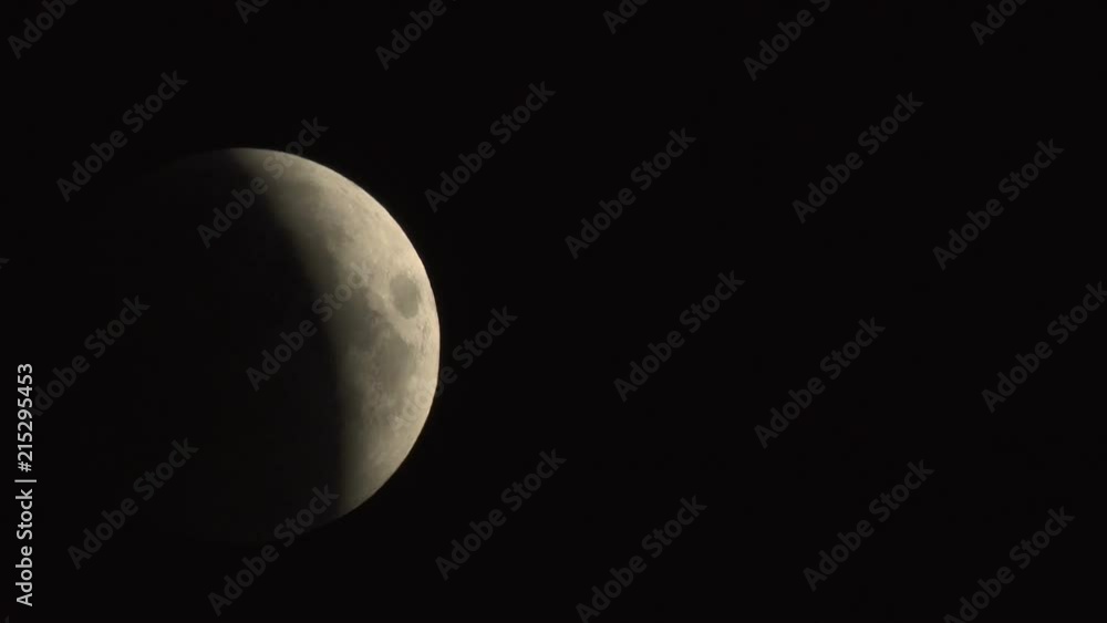 Lunar Eclipse on 28 of July 2018 - the moon appears darkened as it passes into the earth's shadow. It was observed in the European part of Russia. Real time video. Lunar Eclipse on 28 of July 2018 - the moon appears darkened as it passes into the earth's shadow. It was observed in the European part of Russia. Real time video.