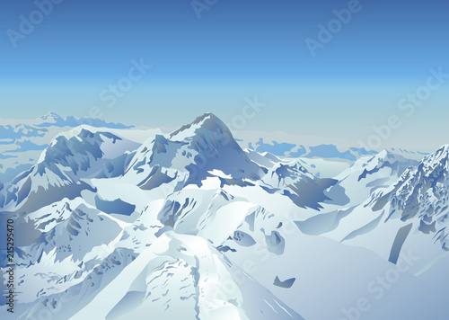 Nature Mountains day mood vector Illustration